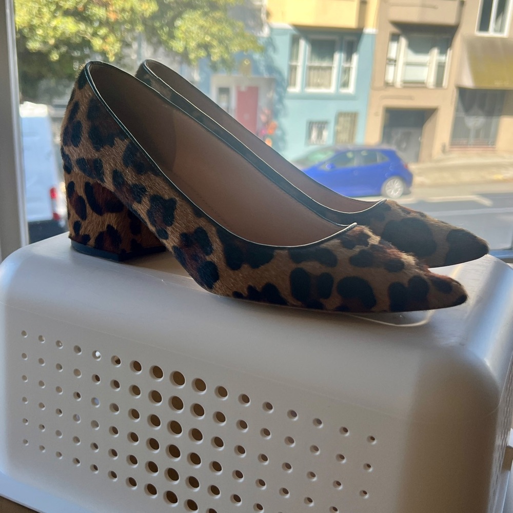 J. Crew Collection Leopard Calf Hair Print Heels - SZ 8 - Very Good Condition